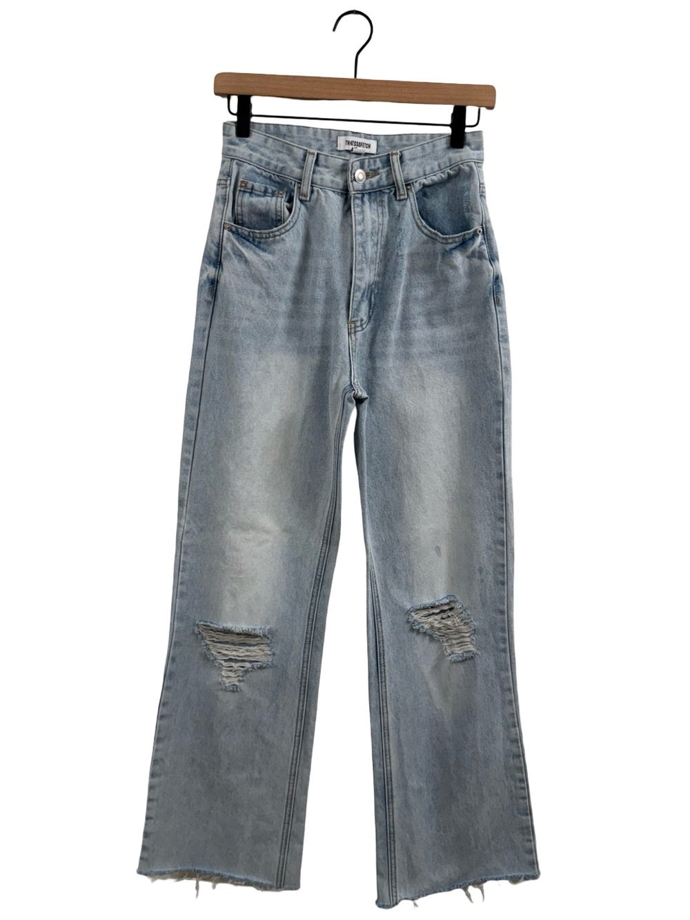 THATSSOFETCH Light Wash Distressed Wide Leg Jeans